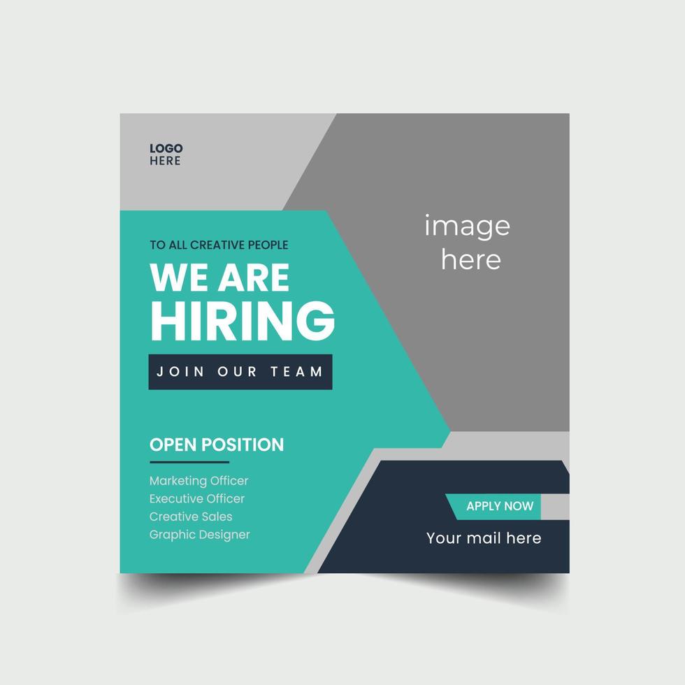 We Are Hiring Social Media Post Design Template vector