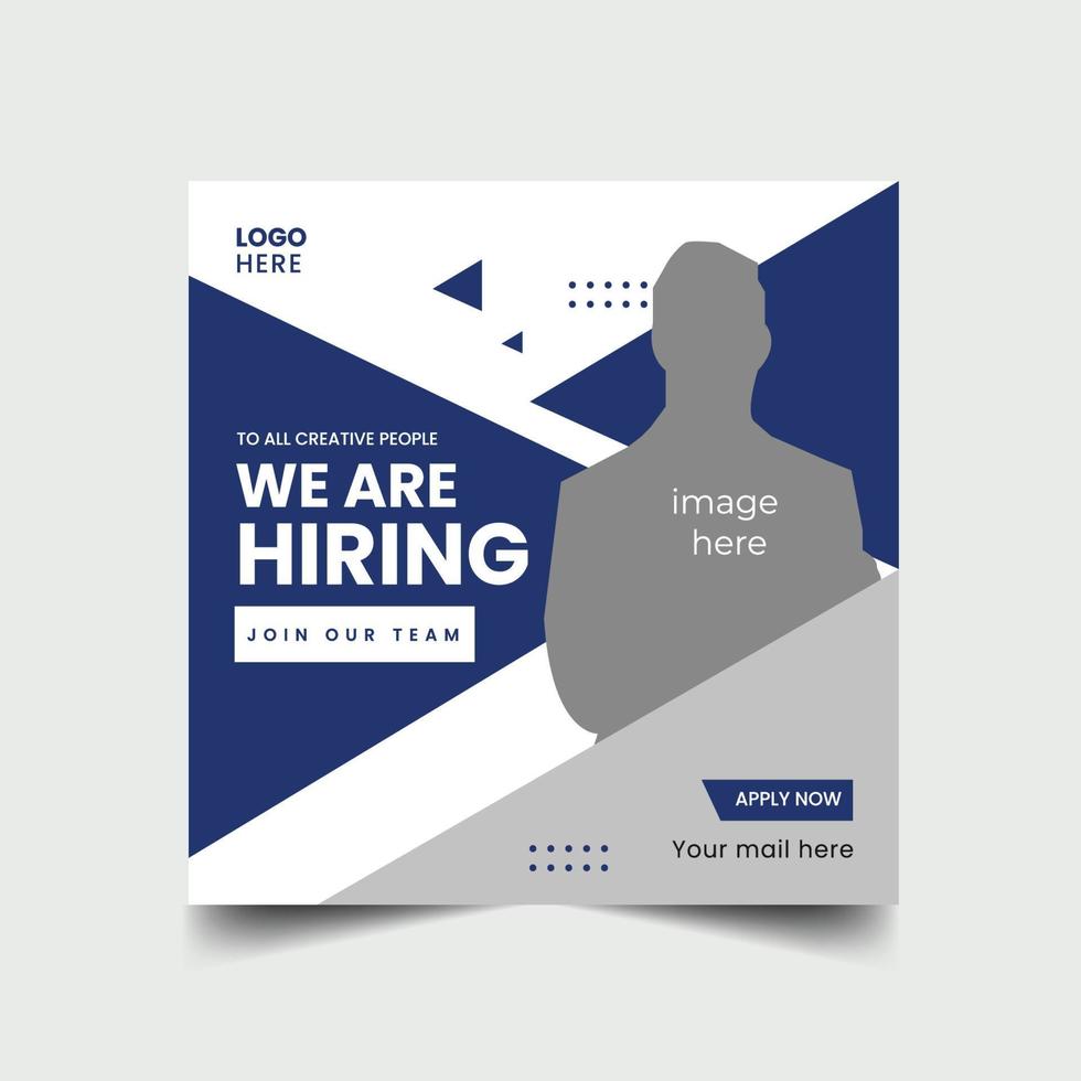 We Are Hiring Social Media Post Design Template vector