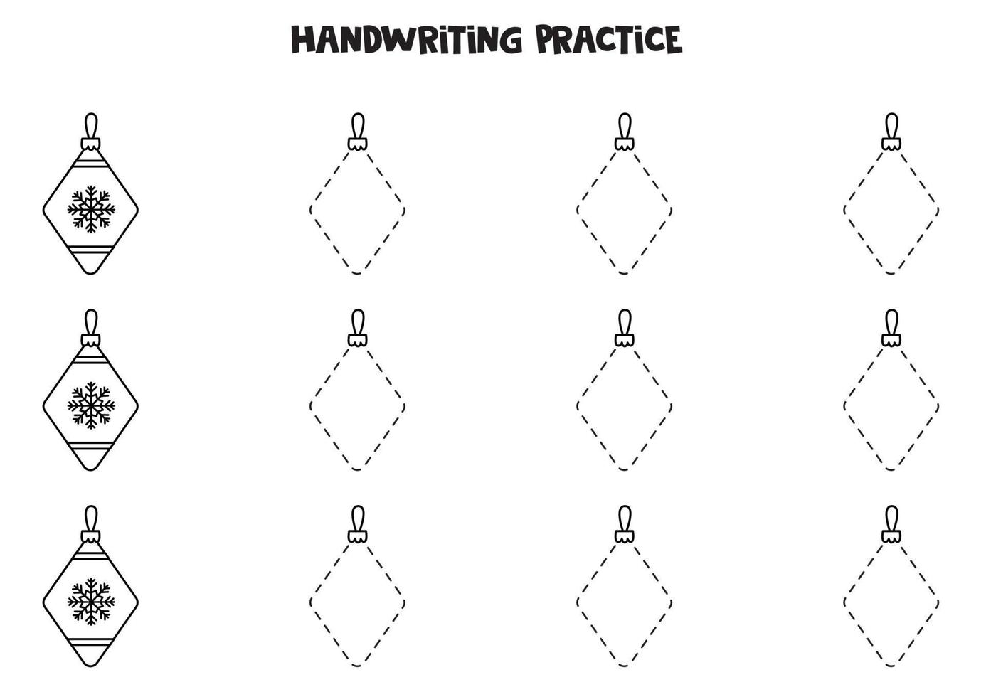 Tracing lines with cartoon Christmas ornament. Writing practice