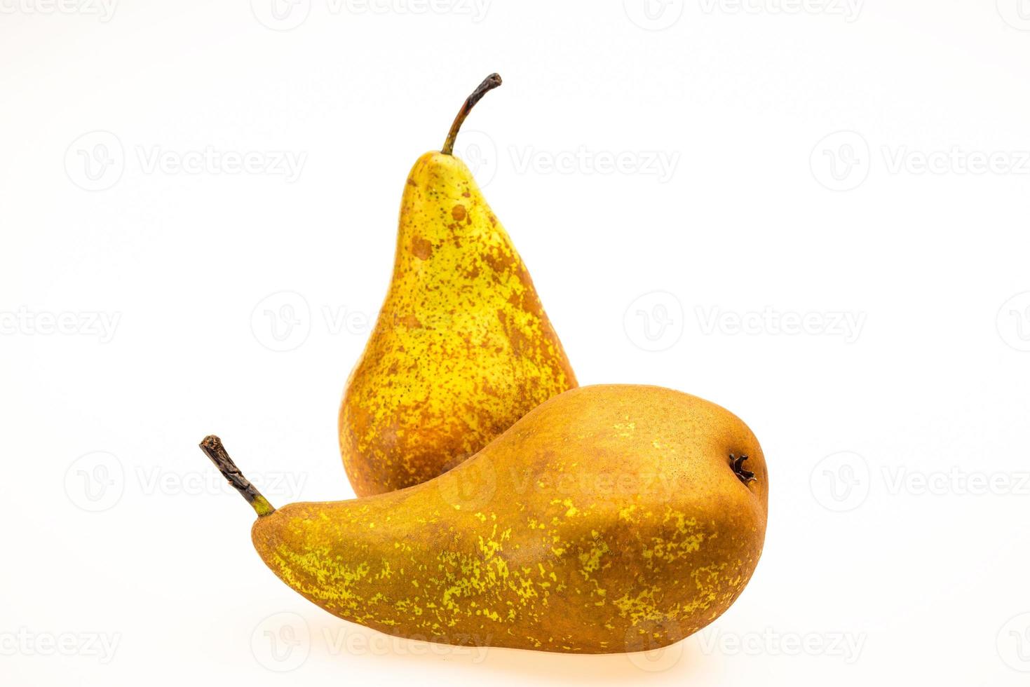 Two Fresh pears. yellow fruit isolated on white background photo