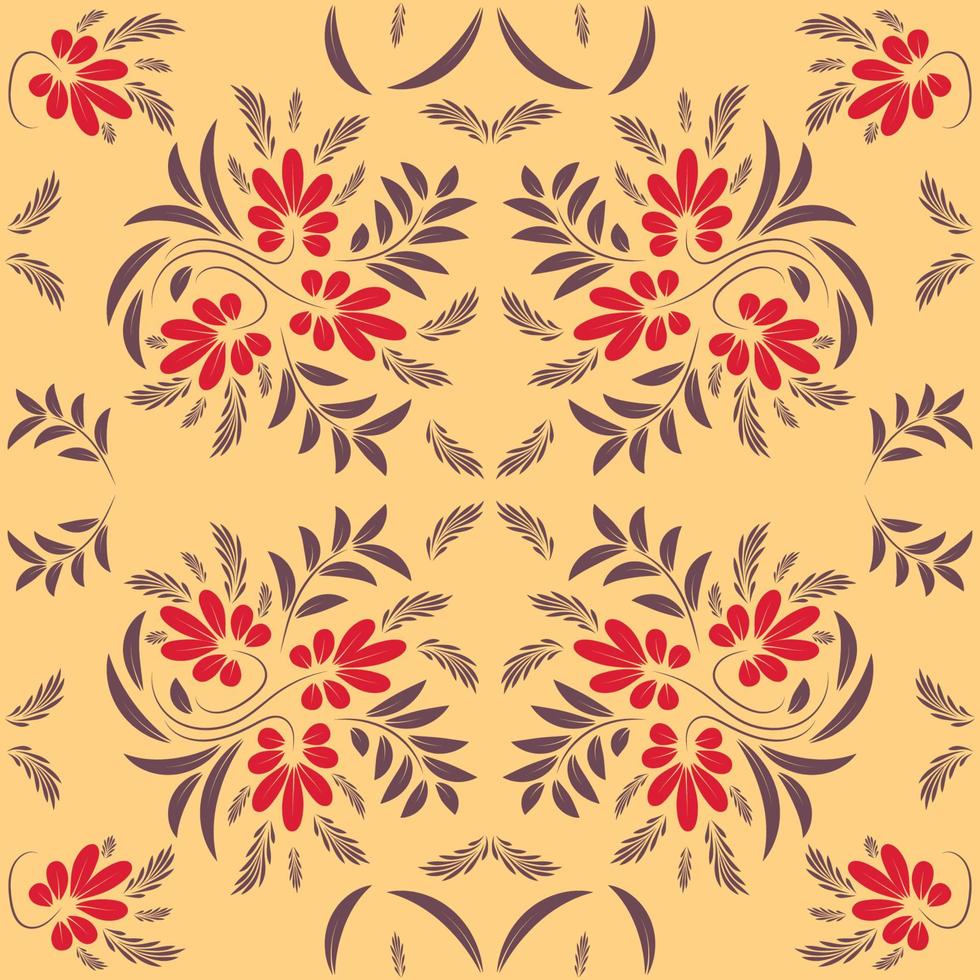 Floral folk damask pattern Fantasy flowers Floral geometric fantasy vector
