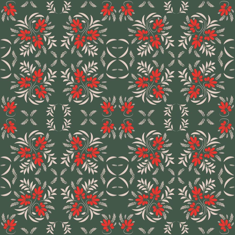 Floral folk damask pattern Fantasy flowers Floral geometric fantasy vector