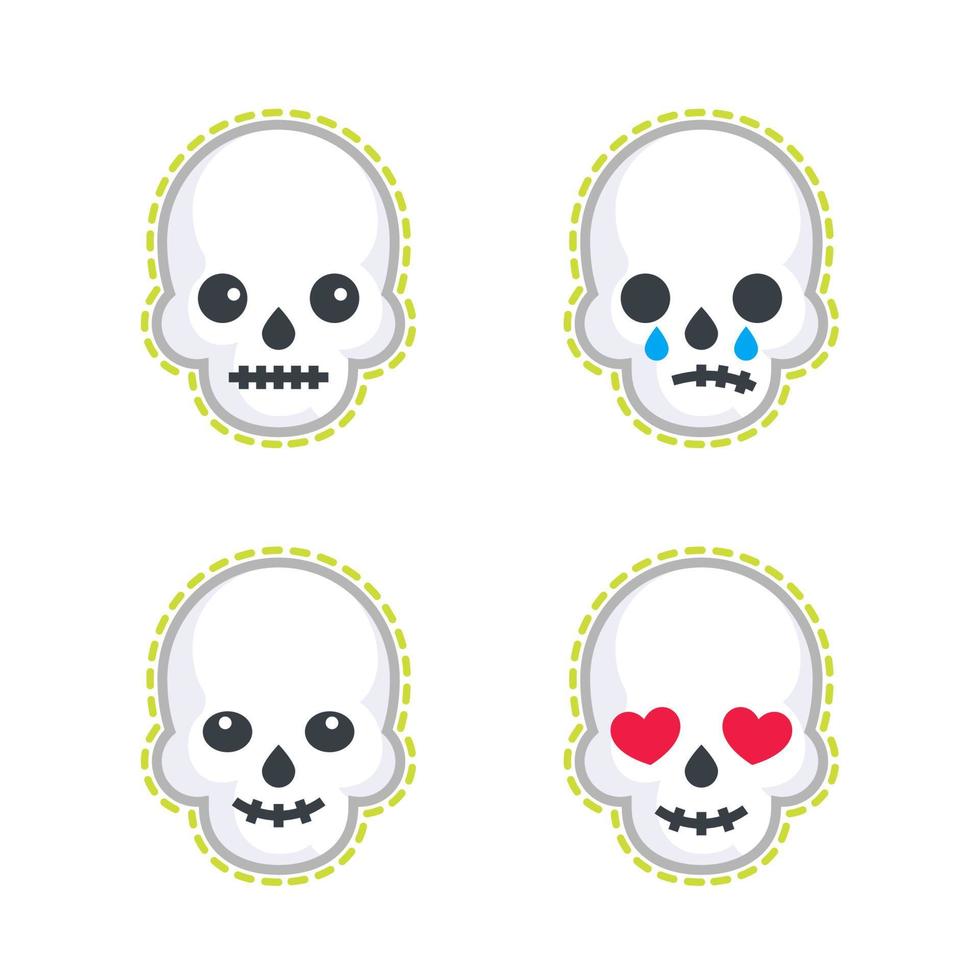 emoji with skulls on white vector
