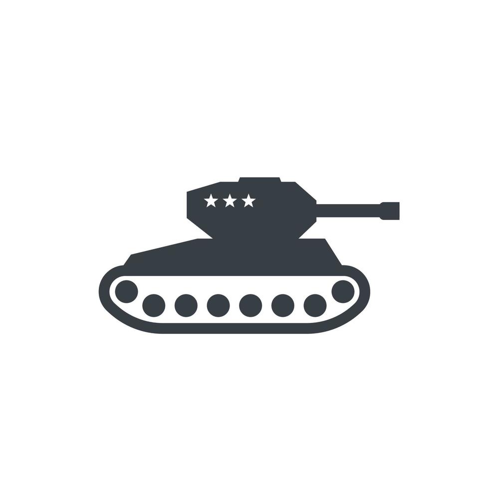 icono de tanque militar en blanco vector
