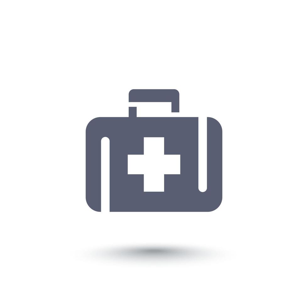 First aid kit, medicine chest icon isolated over white vector