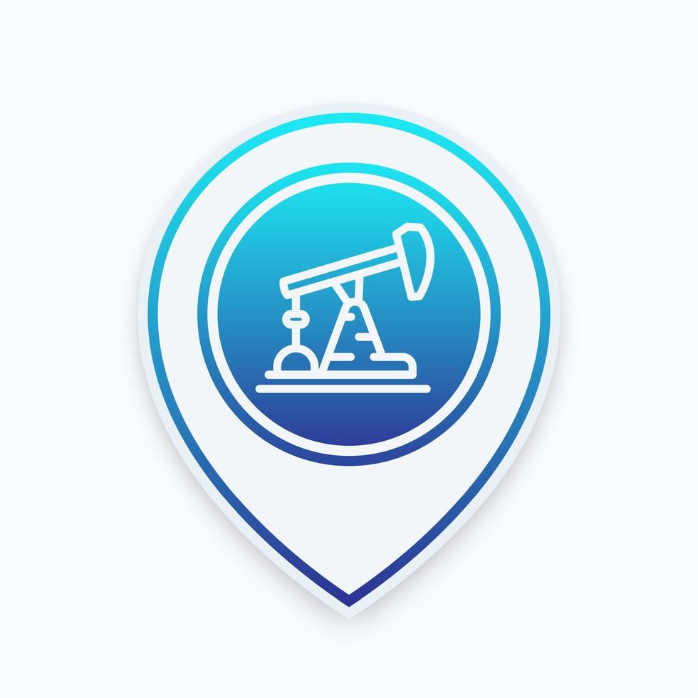 Oil pump line icon on map pointer, vector illustration