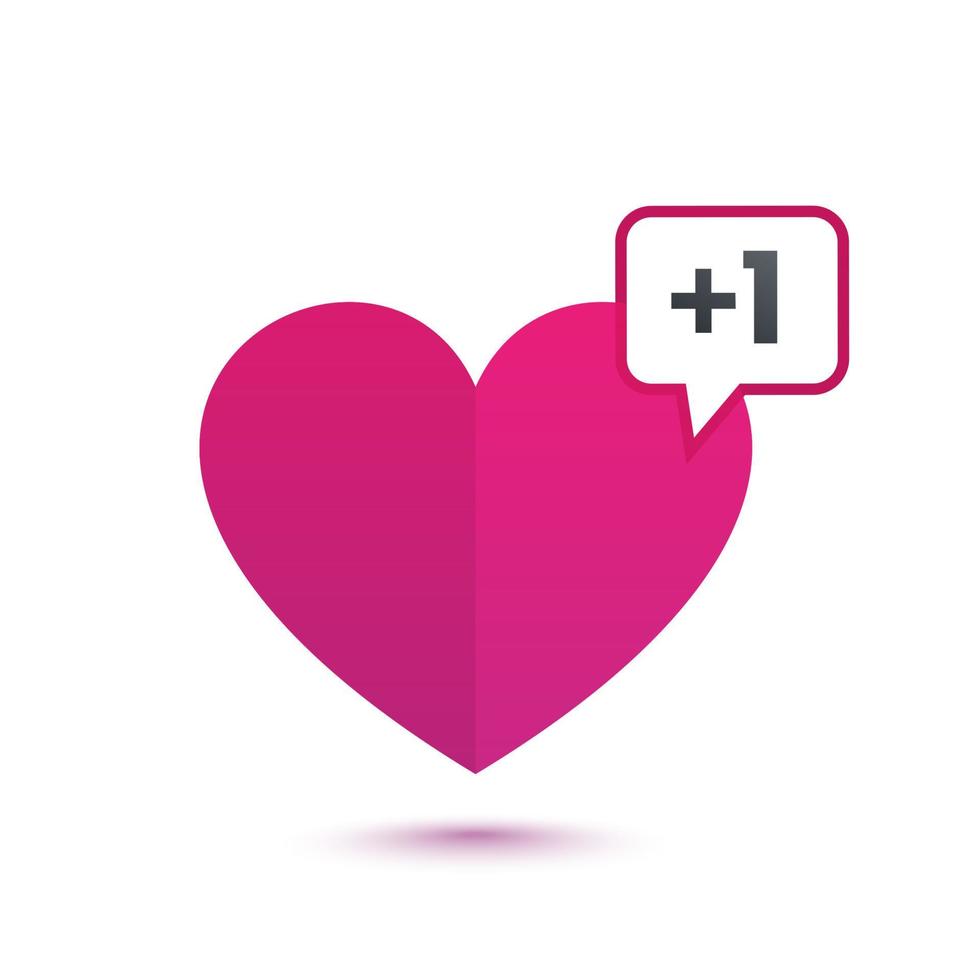 heart like with notification, vector interface element on white
