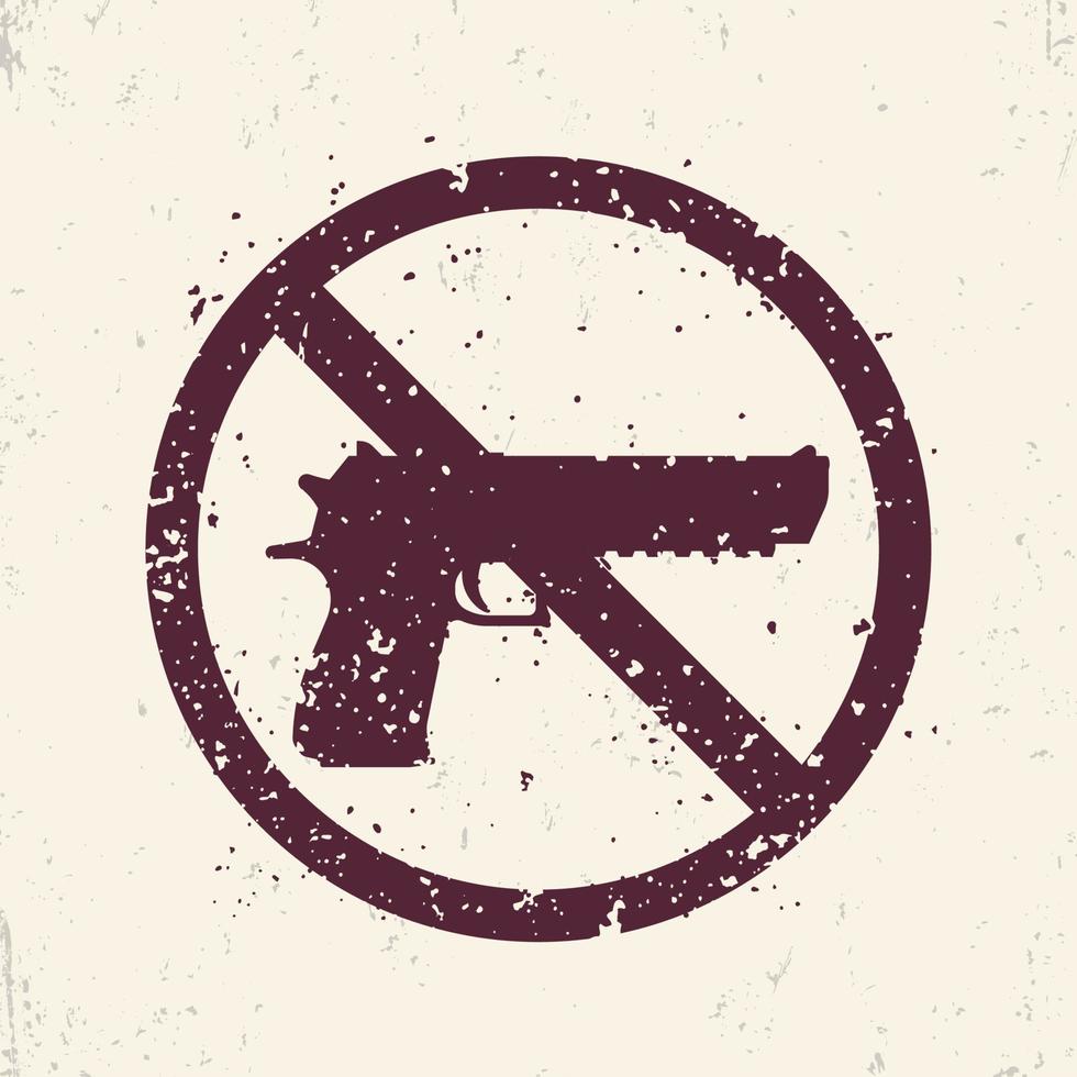 no guns sign with powerful pistol, handgun silhouette, no firearms print vector