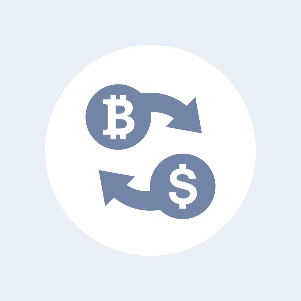 Bitcoin to USD exchange icon isolated on white vector