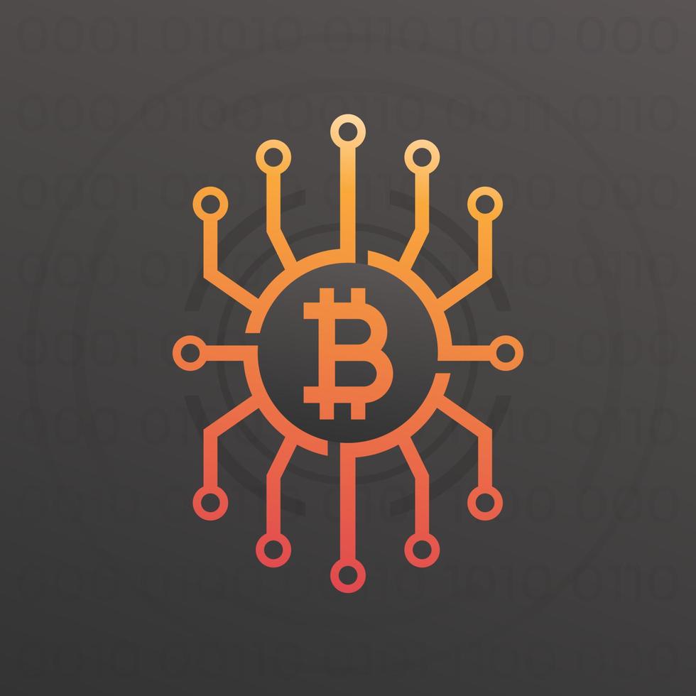 Bitcoin vector illustration, dark background