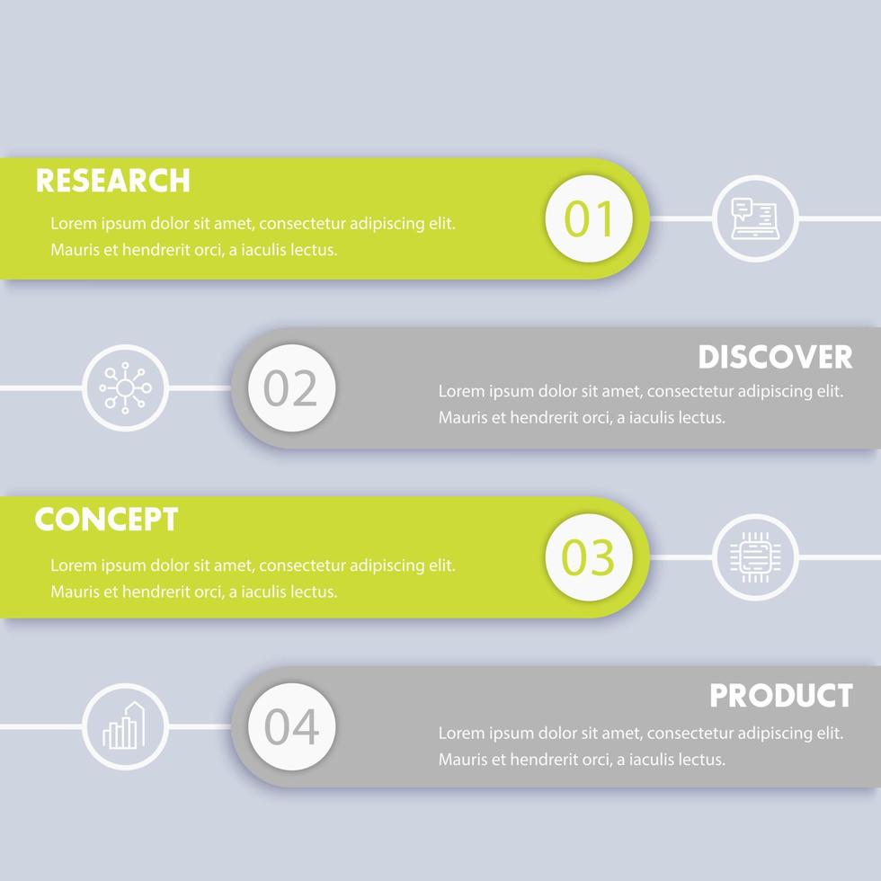 1, 2, 3, 4 steps, timeline, product development infographics vector
