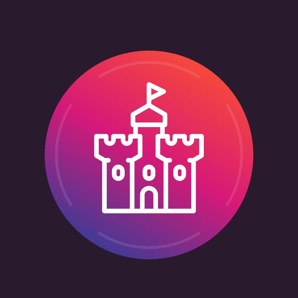 castle, medieval fortress line icon vector