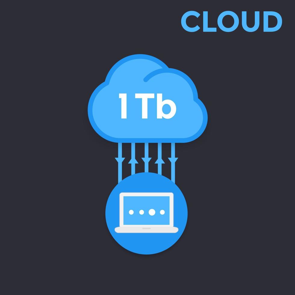 tecnología en la nube, cargar en la ilustración de vector de servidor