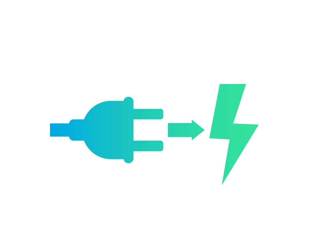 electric plug, green electricity icon on white vector