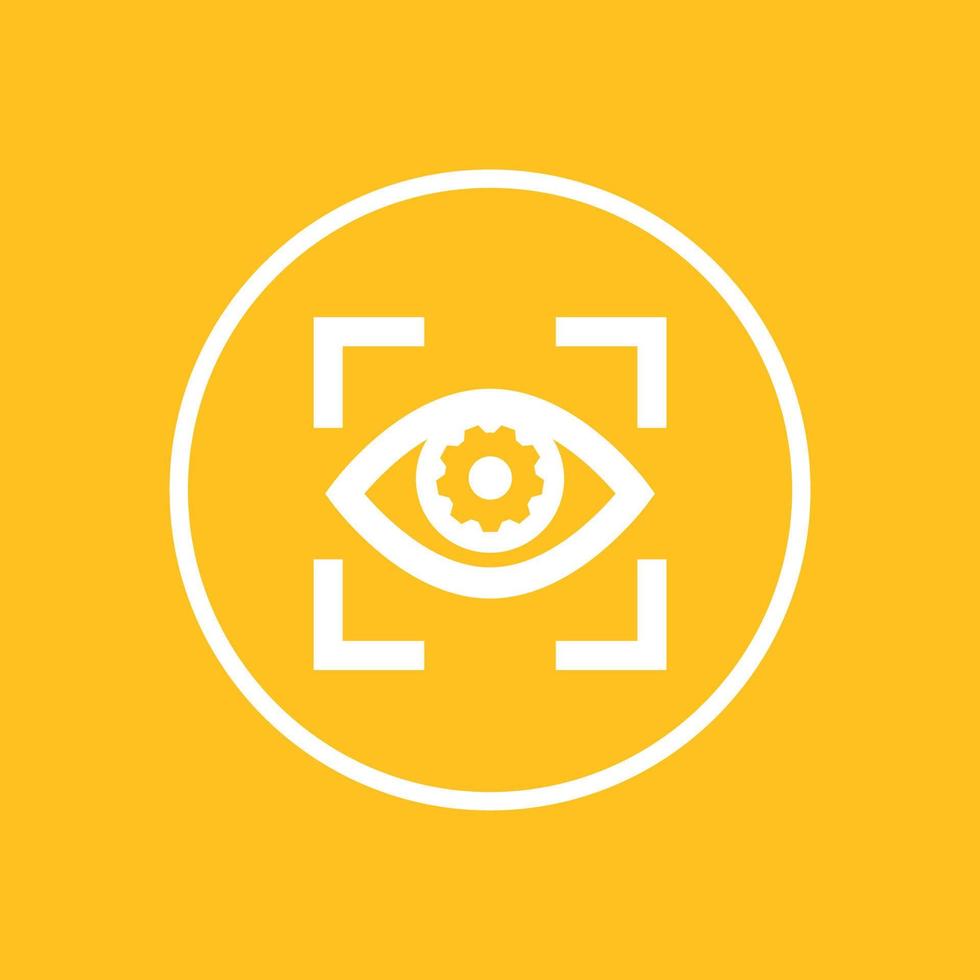 eye with gear icon in circle vector