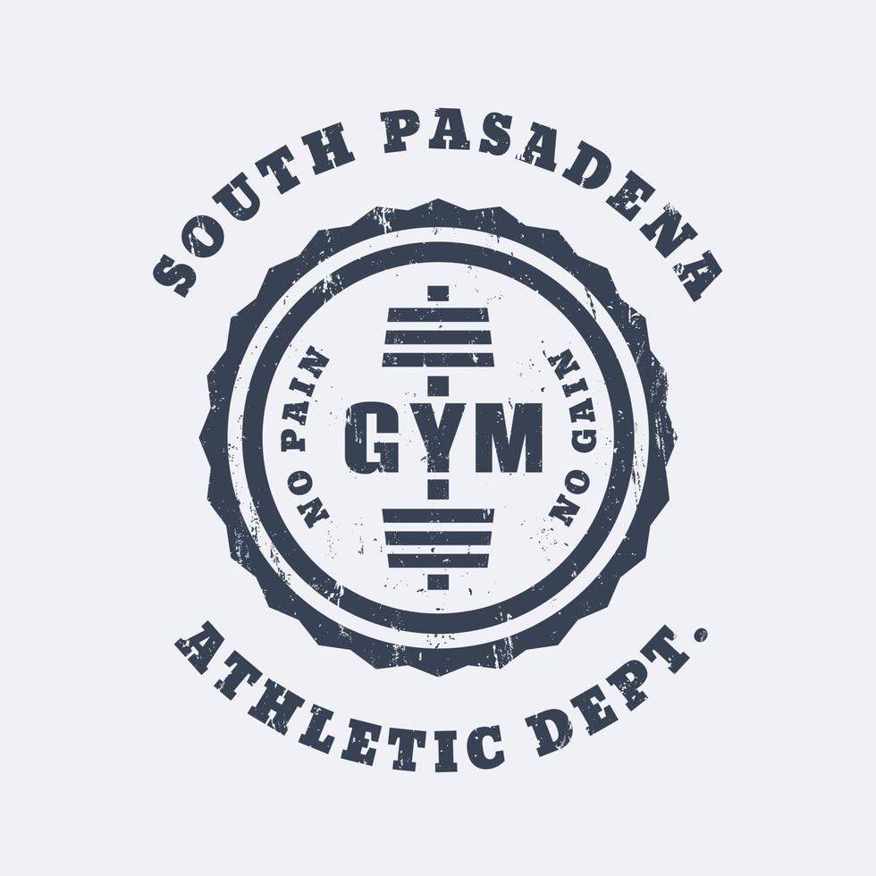 Round vintage gym logo, emblem, t-shirt design, print, gym logo template, vector illustration