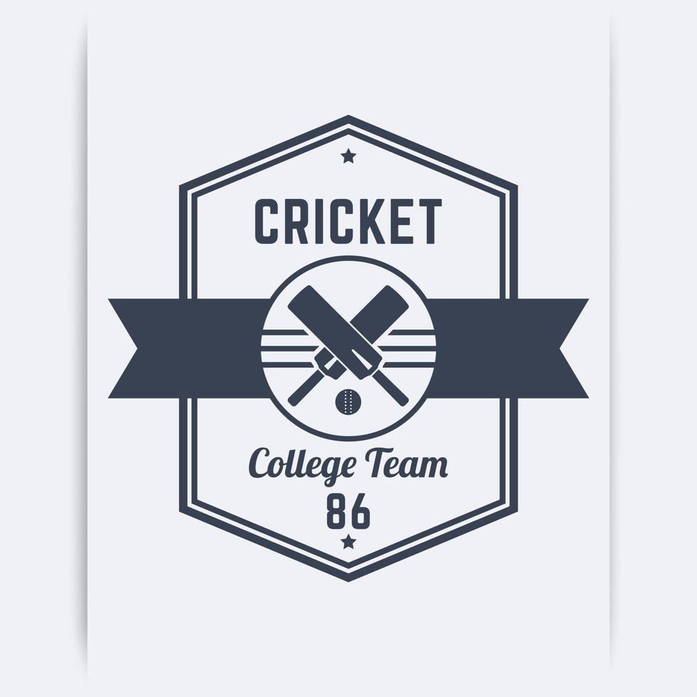 Cricket team vintage logo, badge, t-shirt print, vector illustration