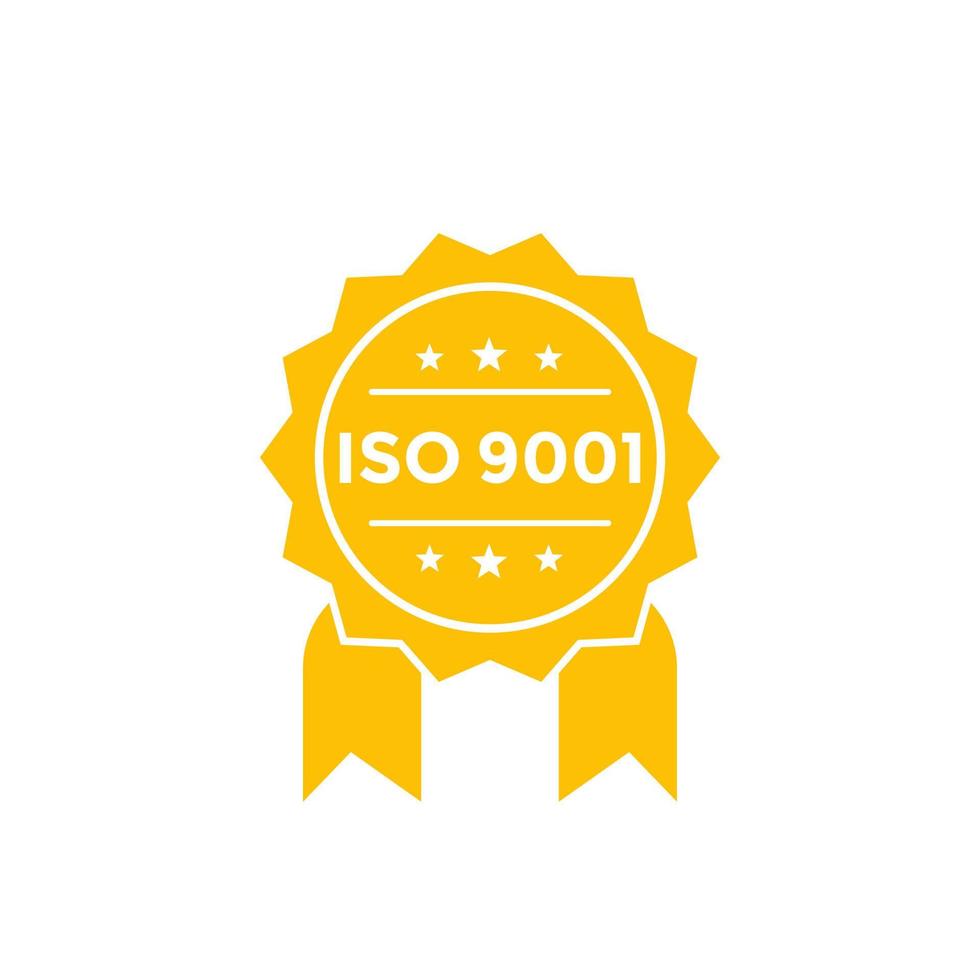 ISO 9001 badge, vector label