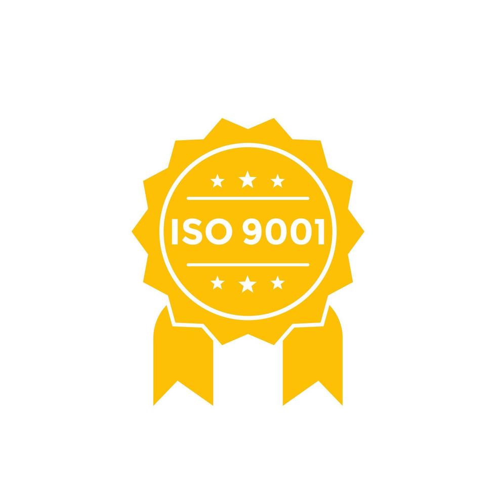 Insignia ISO 9001, etiqueta vectorial vector