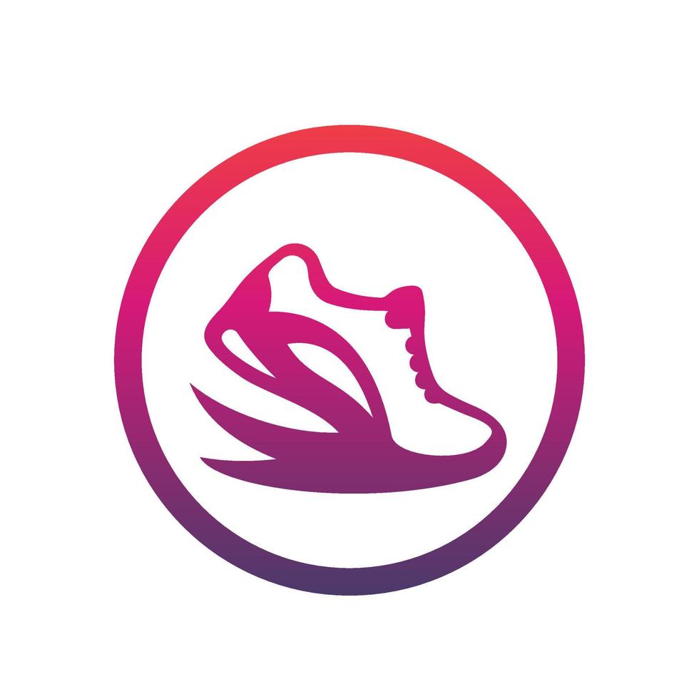 Running logo element, icon in circle over white vector