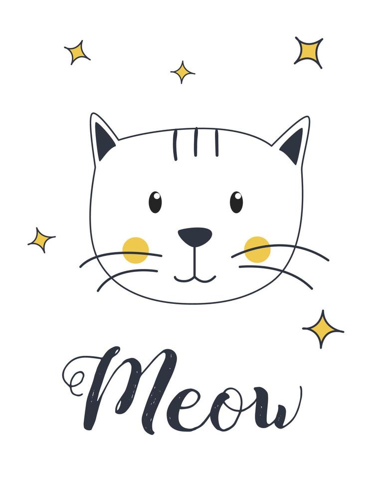 Cute Cat Meow Drawing vector