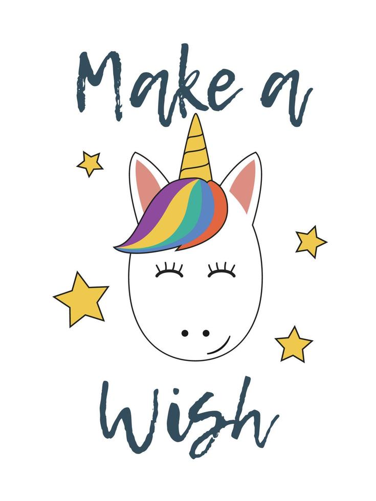 Make a Wish with Cute unicorn face vector