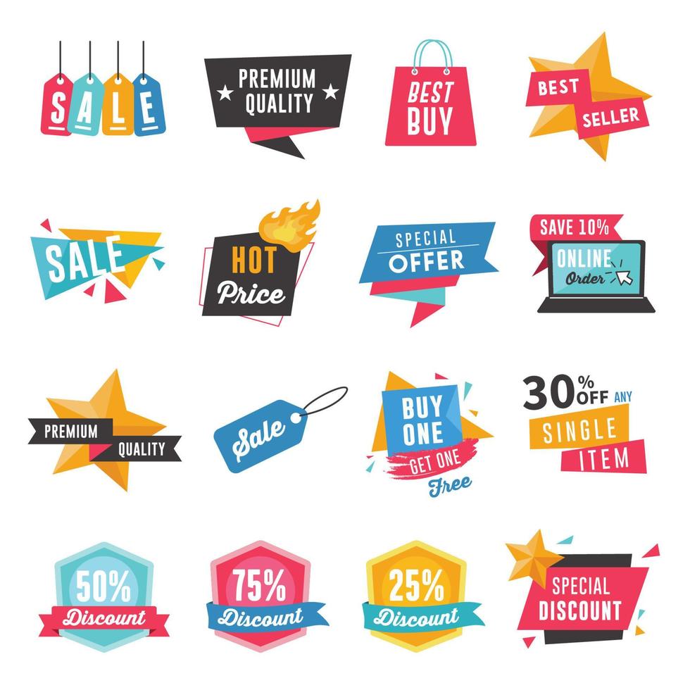 Set of Sale Labels, Banners and Coupons vector