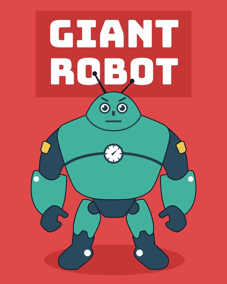 Green big robot illustration vector