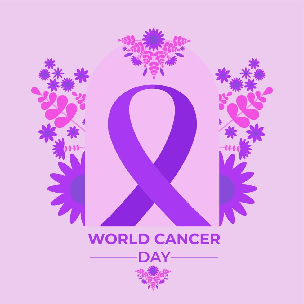 world cancer day purple ribbon illustration design vector