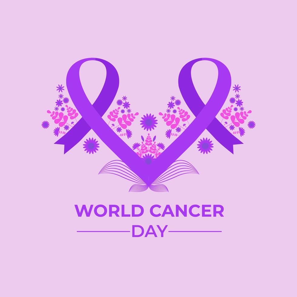 world cancer day purple ribbon illustration design vector