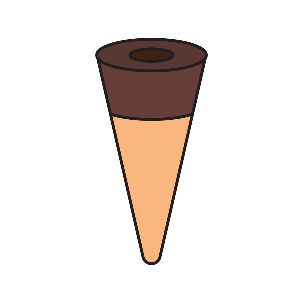 cono de helado de chocolate línea vectorial para web, presentación, logotipo, símbolo de icono. vector