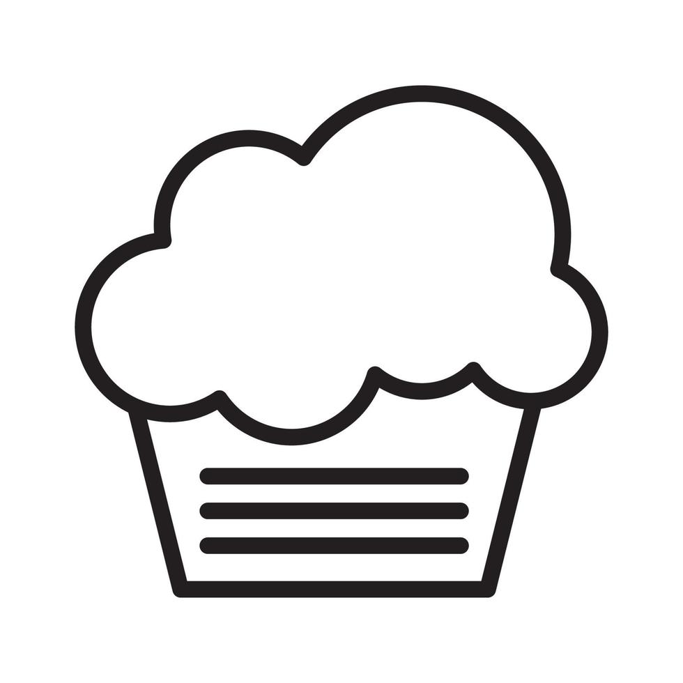 línea de vector de cupcake para web, presentación, logotipo, símbolo de icono.