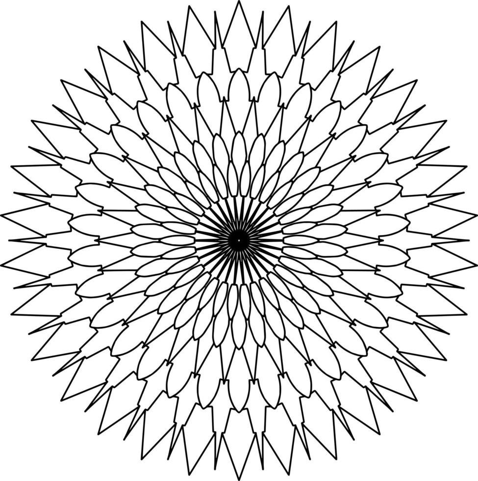 Ilustración de mandala diseño en blanco y negro, tatuaje, adornos, página para colorear, mandala para colorear vector