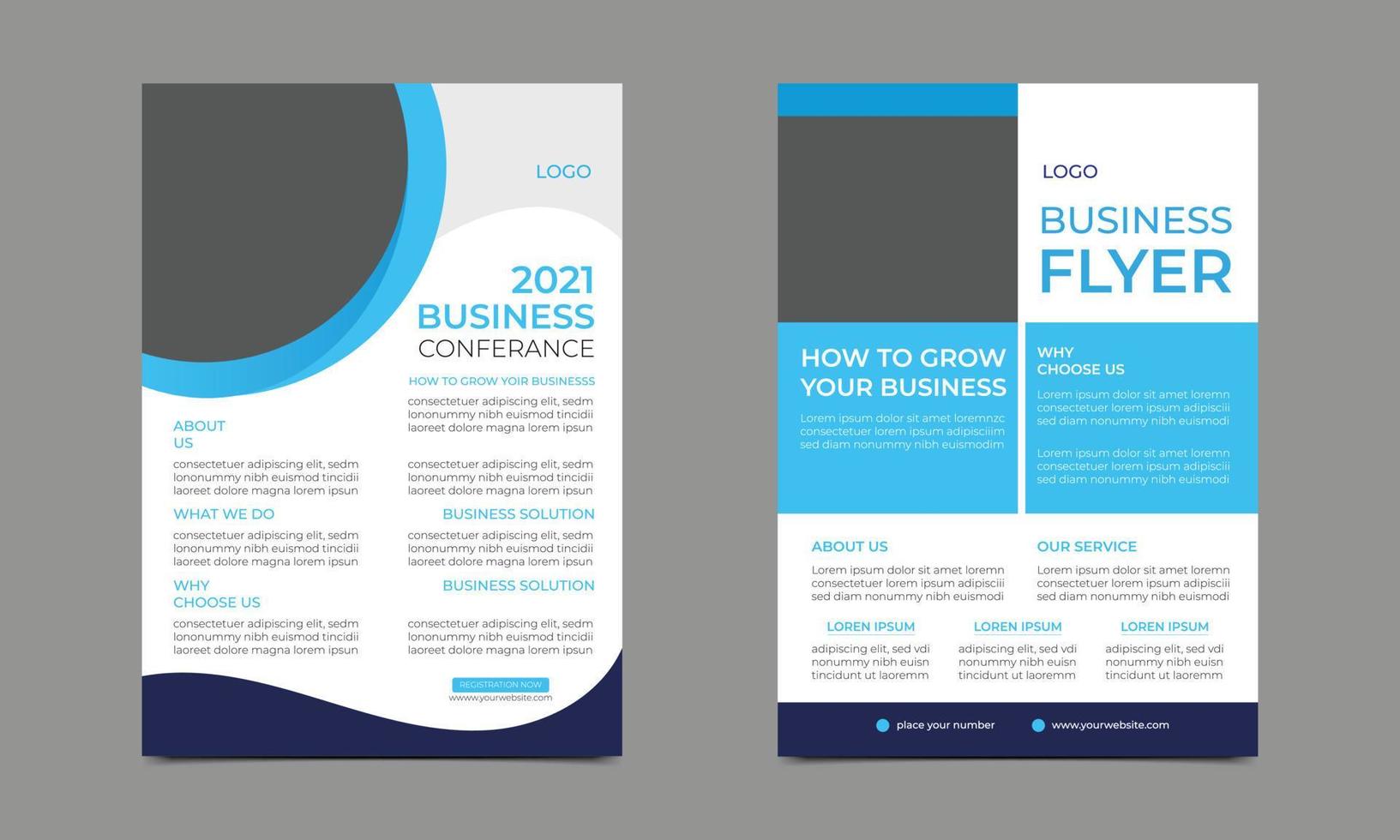 Business Conference Leaflet flyer design layout template in A4 size. vector