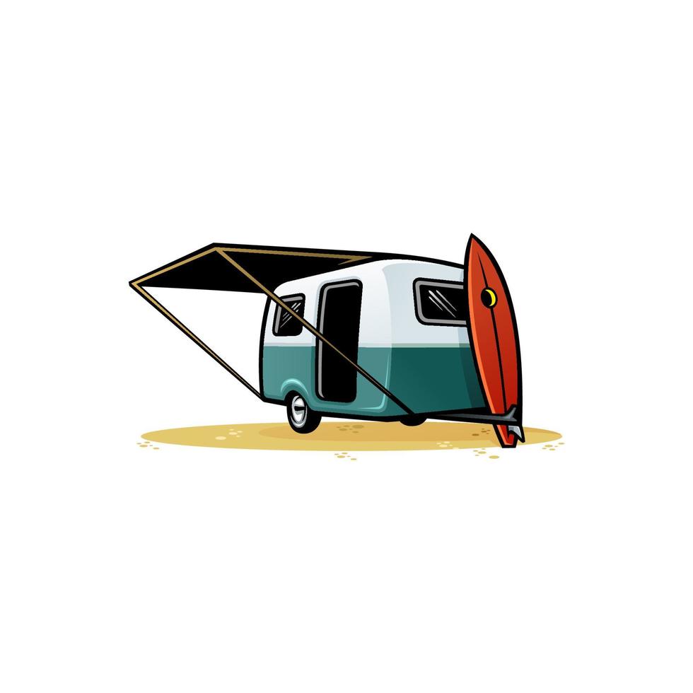 camper trailer, caravan trailer illustration vector