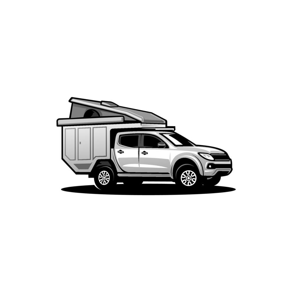 camioneta todoterreno, rv, vector de ilustración de camper van