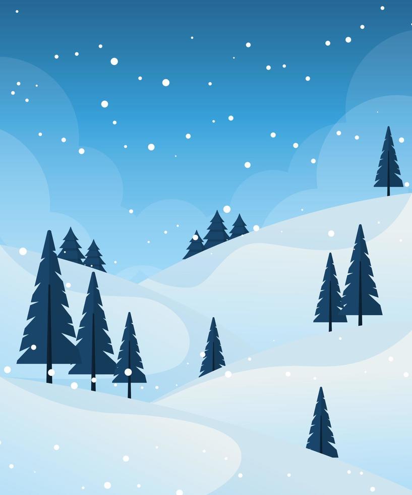 Winter snowy mountain portrait wallpaper vector