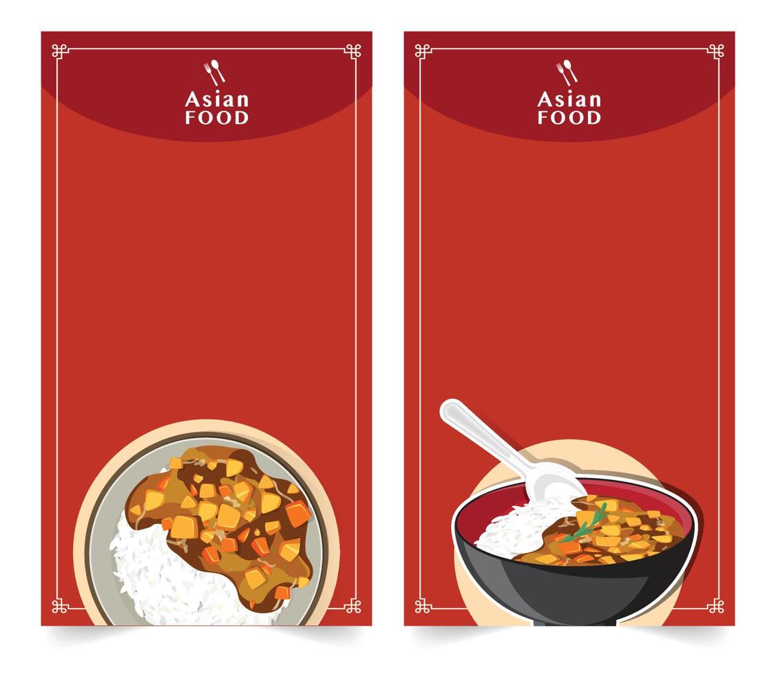 banner de diseño para redes sociales, diseño de plantillas de comida asiática para publicidad, ilustración vectorial vector