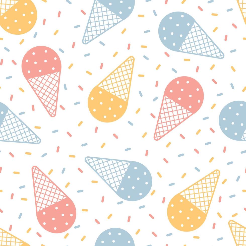 baby seamless pattern ice cream cone design on white background vector