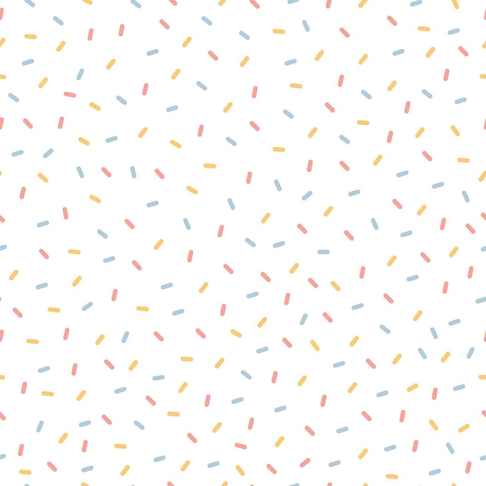 Seamless Bright confetti vector party pattern. Colorful sugar sprinkle design on a white background.
