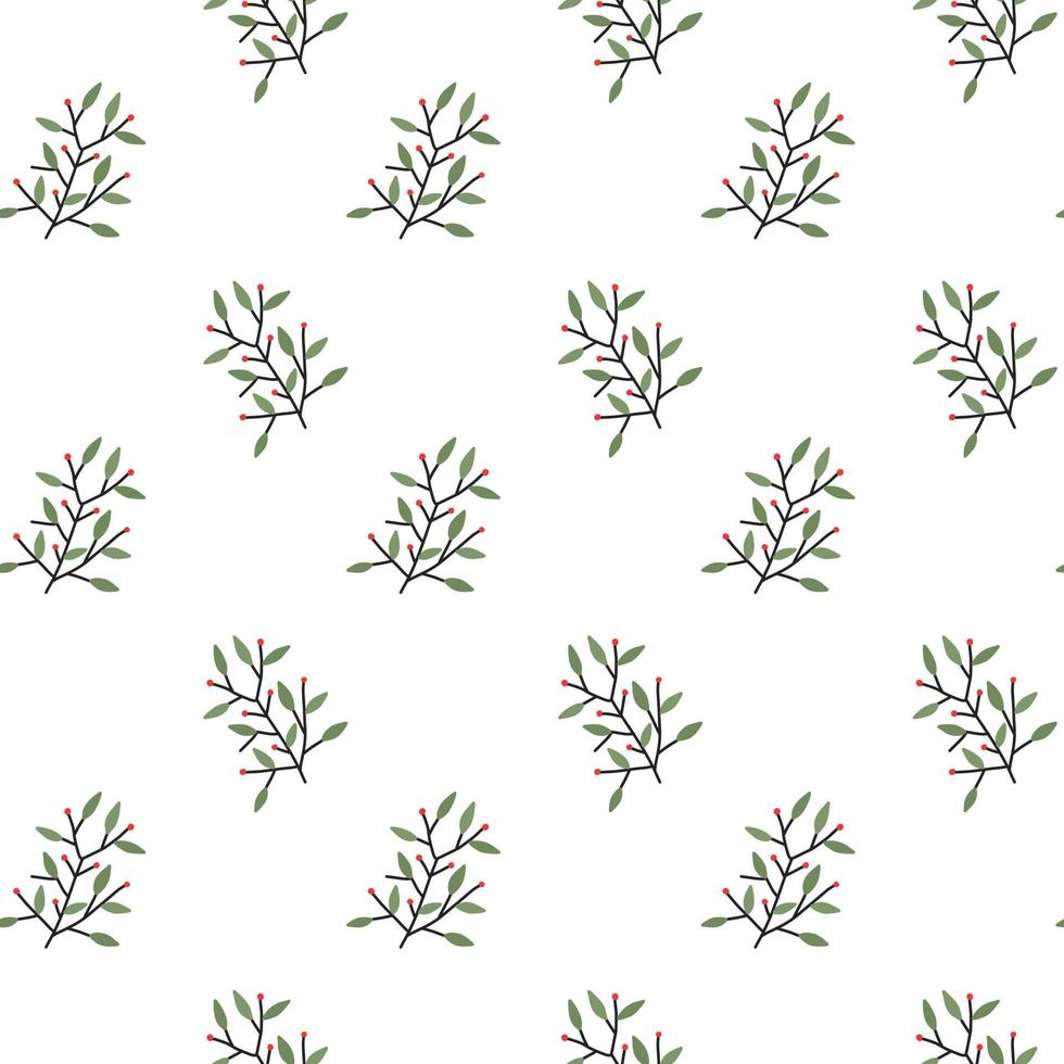 Cozy Christmas winter seamless pattern new year floral branches. For printing, fabric, background vector