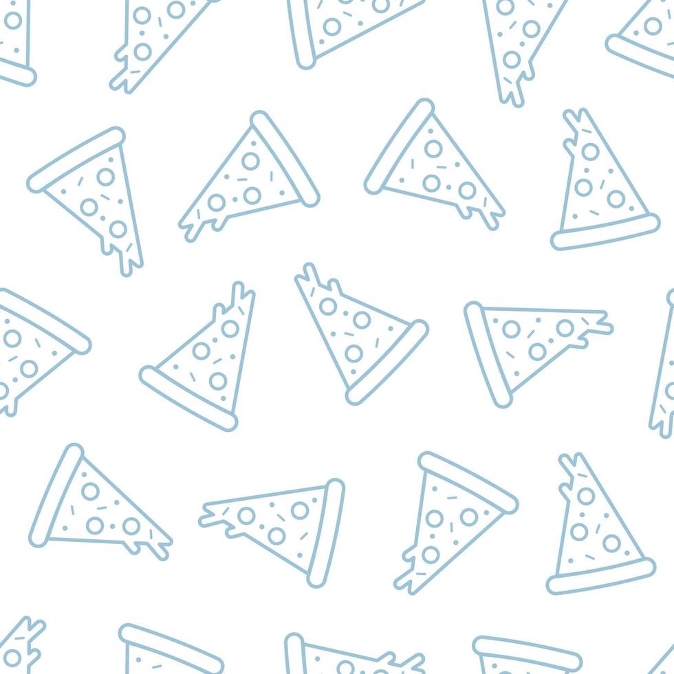 icono de contorno de pizza sobre fondo blanco patrón transparente de fondo de alimentos para impresión, decoración, papel tapiz vector