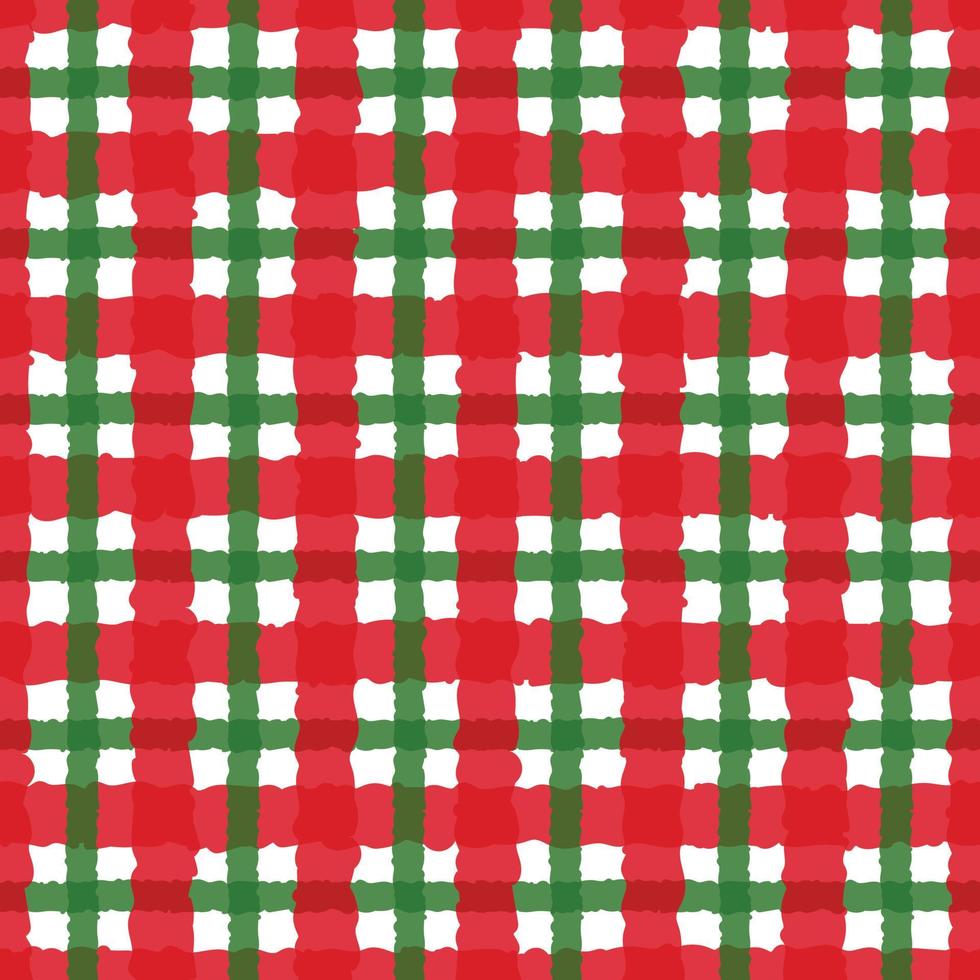 vector de repetición de cuadros escoceses sin costuras de patrón navideño con diseño de color rojo verde y blanco para impresión, tartán navideño, papel de regalo, textiles, fondos de tartán navideño.