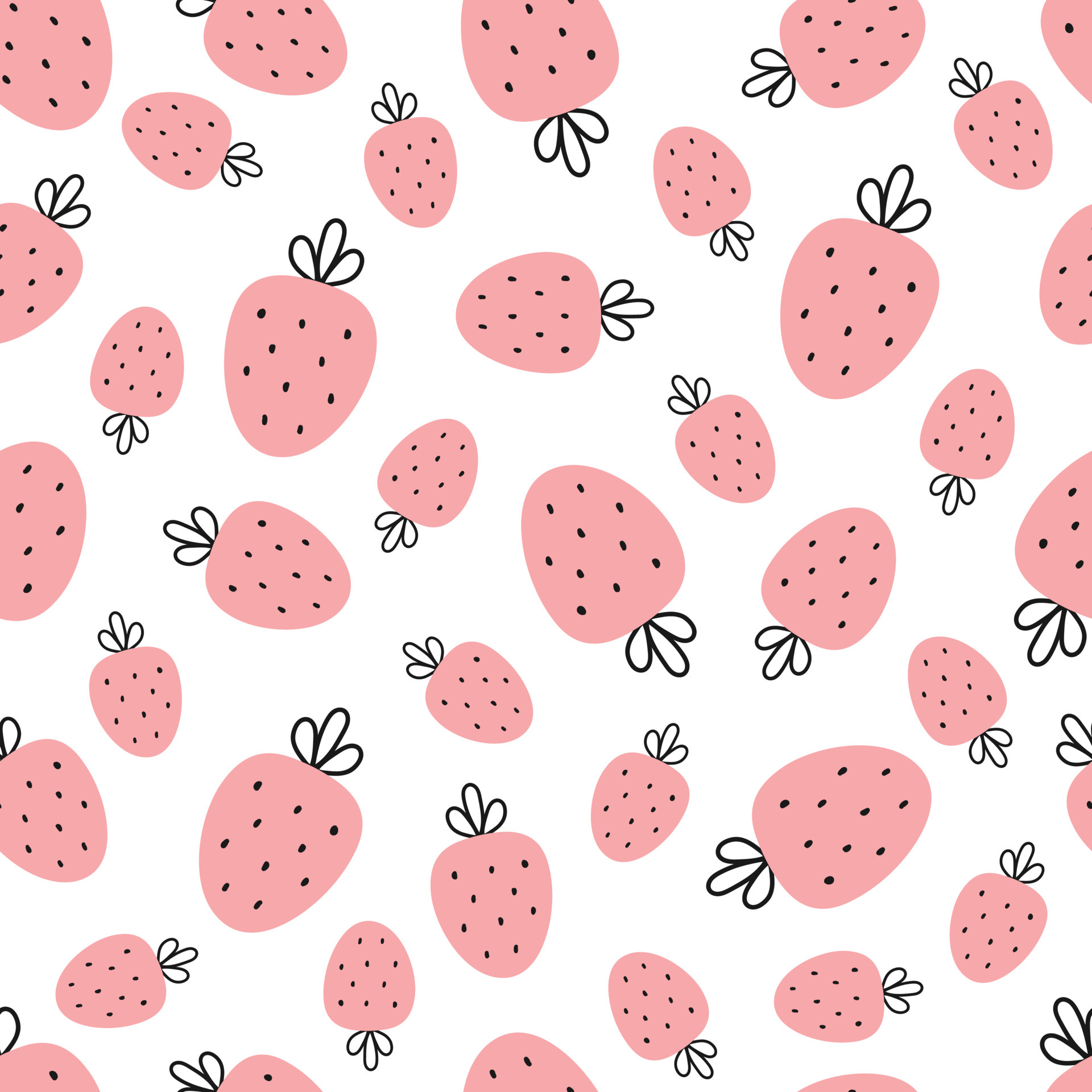 Baby seamless pattern pink strawberries on white background Cute hand draw  design in cartoon style. For children's clothing, wallpaper decoration  4930857 Vector Art at Vecteezy