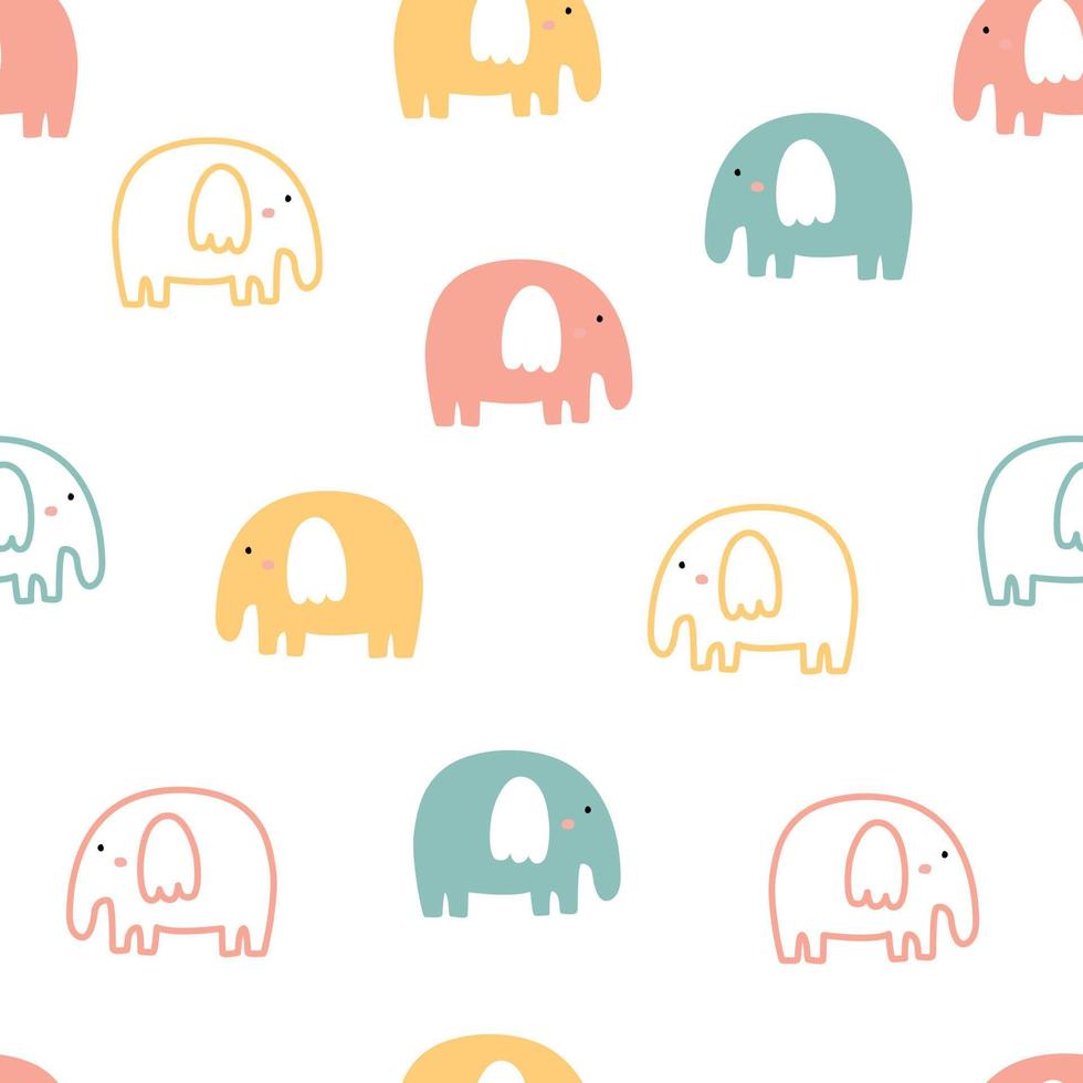 bebé elefante de patrones sin fisuras dibujado a mano dibujos animados lindo fondo animal utilizado para la impresión, papel tapiz, diseño de patrones de ropa para niños. ilustración vectorial vector