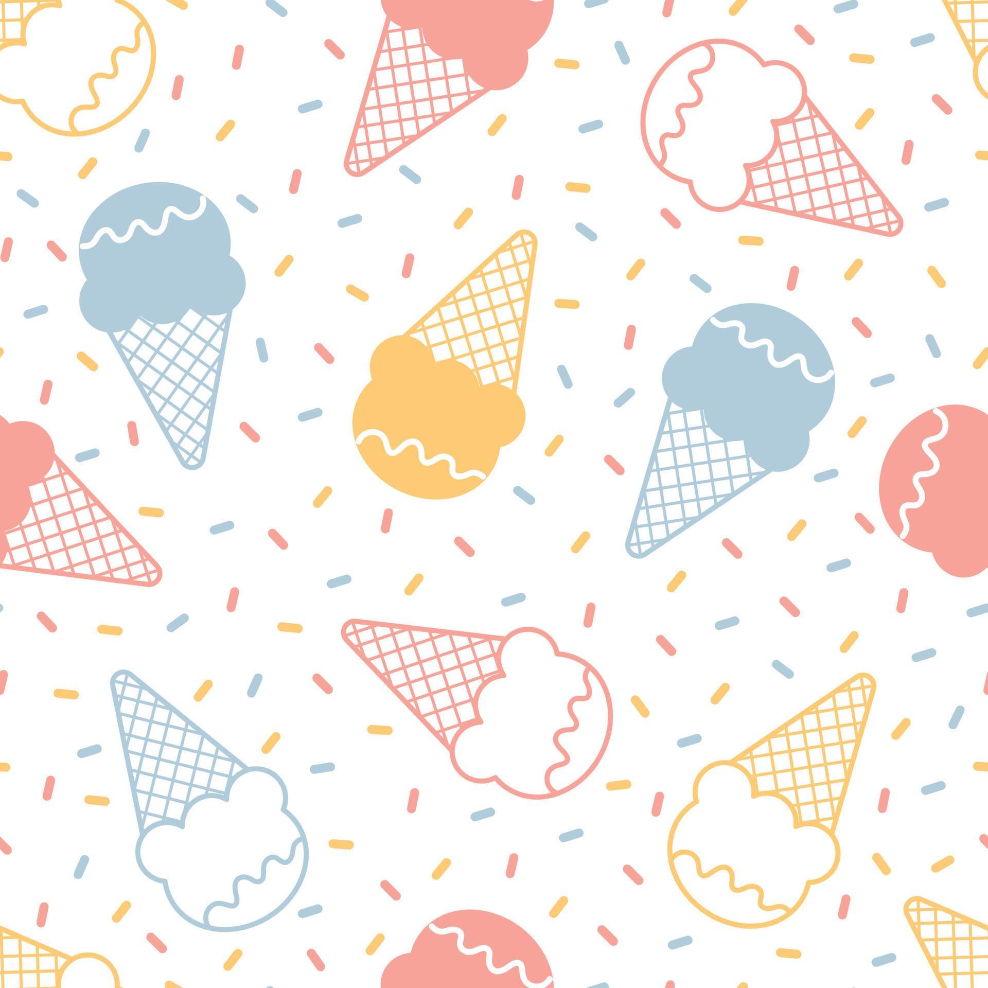 Ice Cream Cone Seamless Pattern Vector background for print, decorative ...