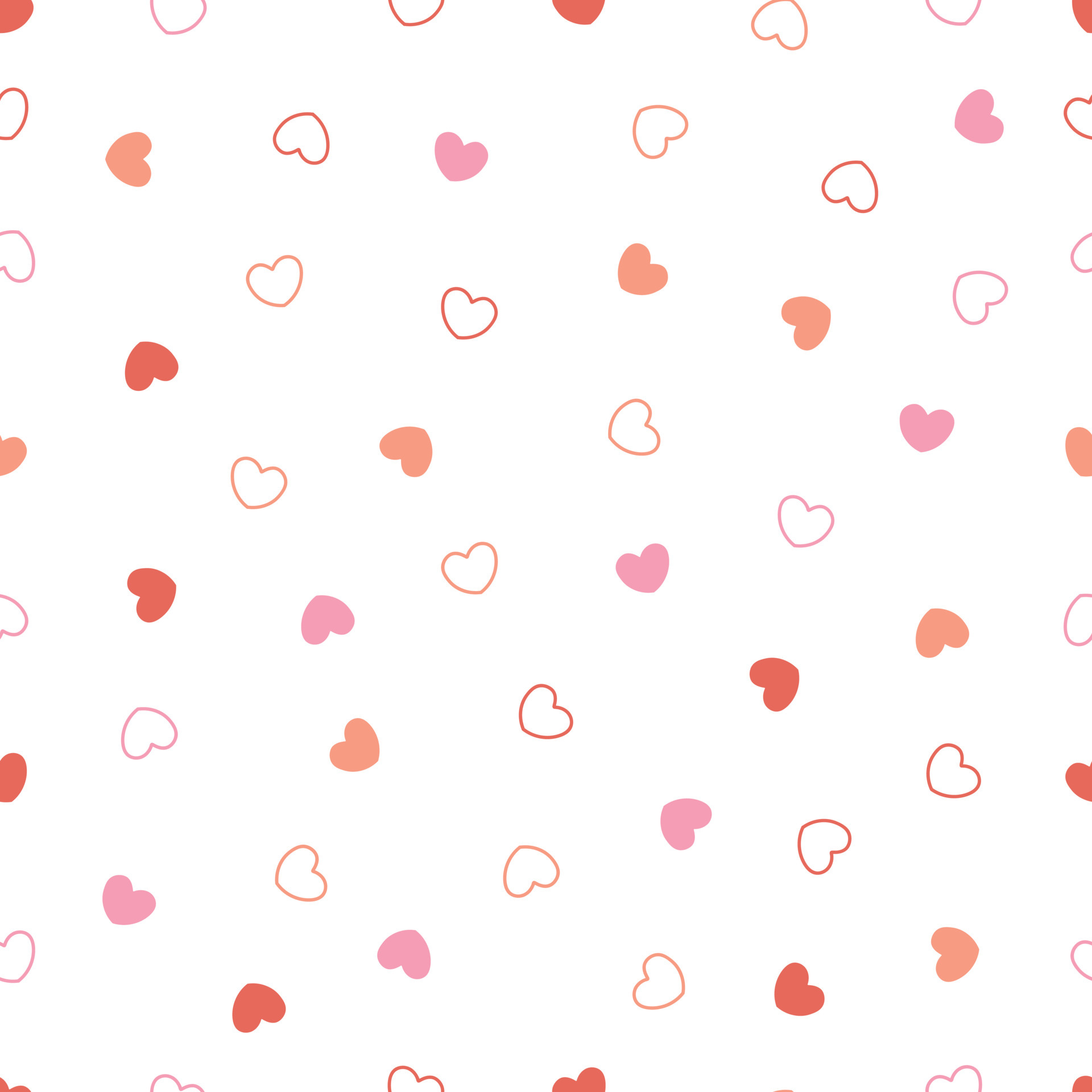 Seamless Pattern with Kawaii Pink Hearts Isolated on White Background  Vector Wallpaper for Valentines Day Cute Design Stock Vector - Illustration  of face, emoticon: 170811882