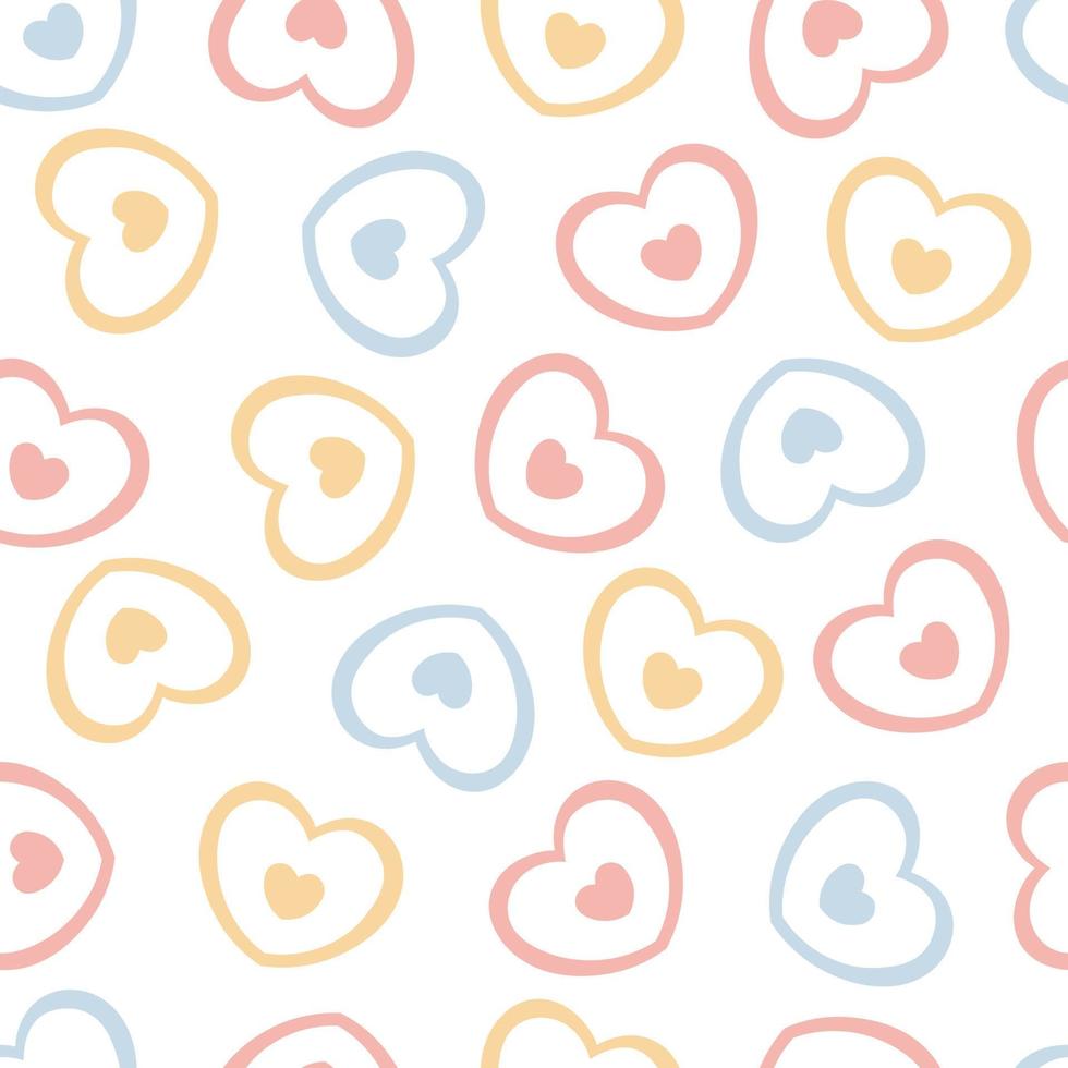 Baby seamless pattern  valentines day background with pink blue and yellow hearts cute design for print, wallpaper, decoration, fabric, textile Vector illustration