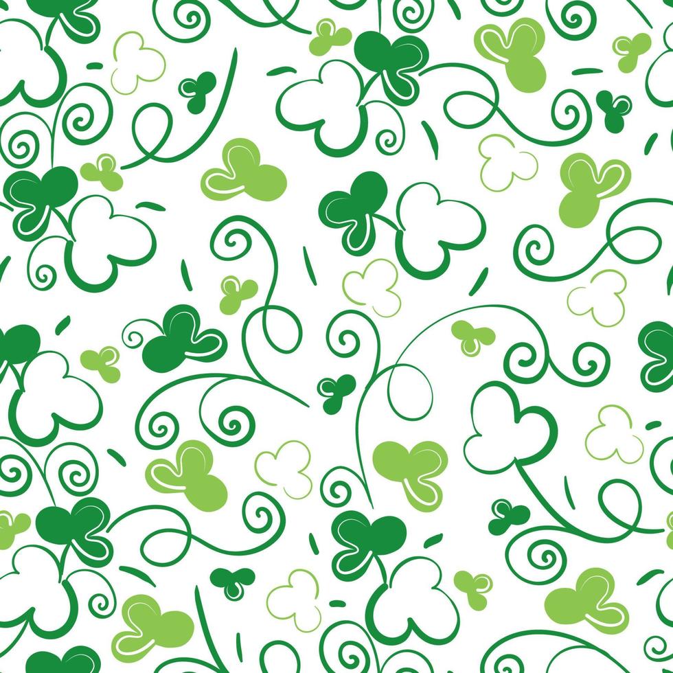 Seamless plant pattern with clover leaves. Decorative vector background for st Patrick's day