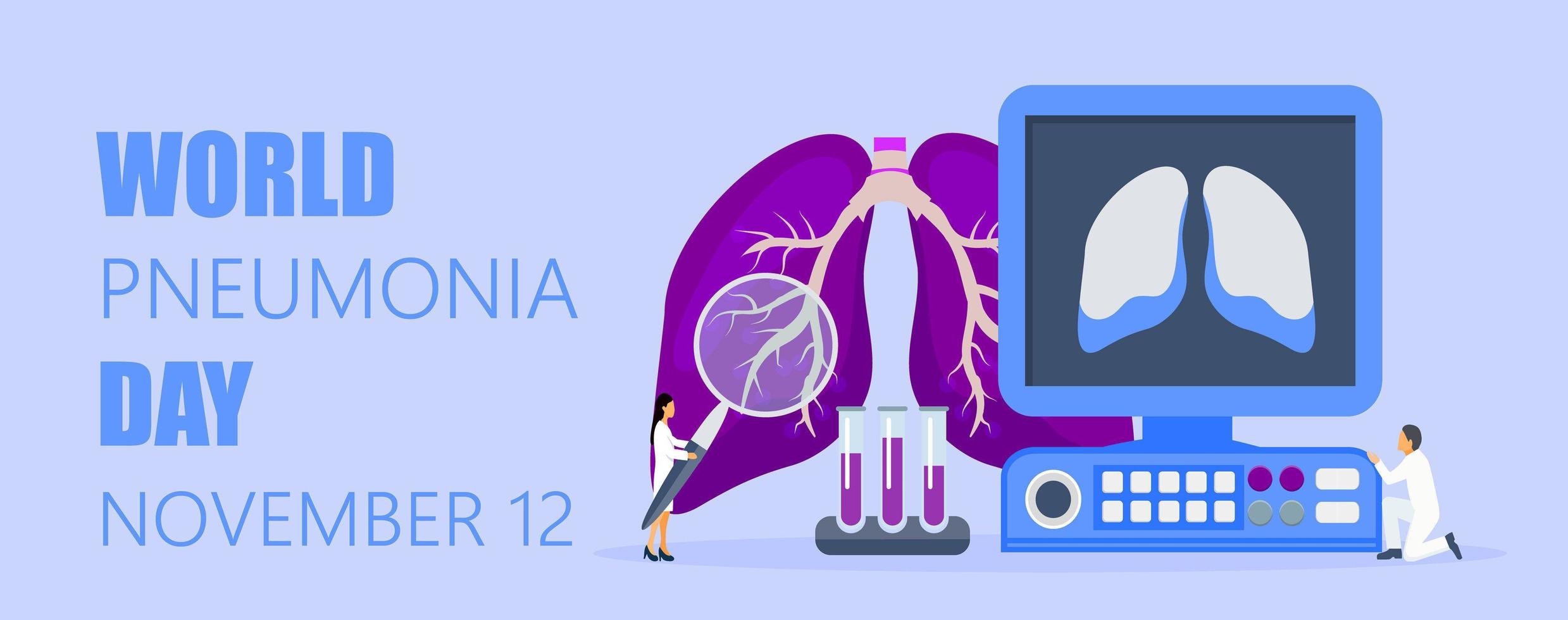 concepto de cuidado de la salud del día mundial de la neumonía el 12 de noviembre. vector